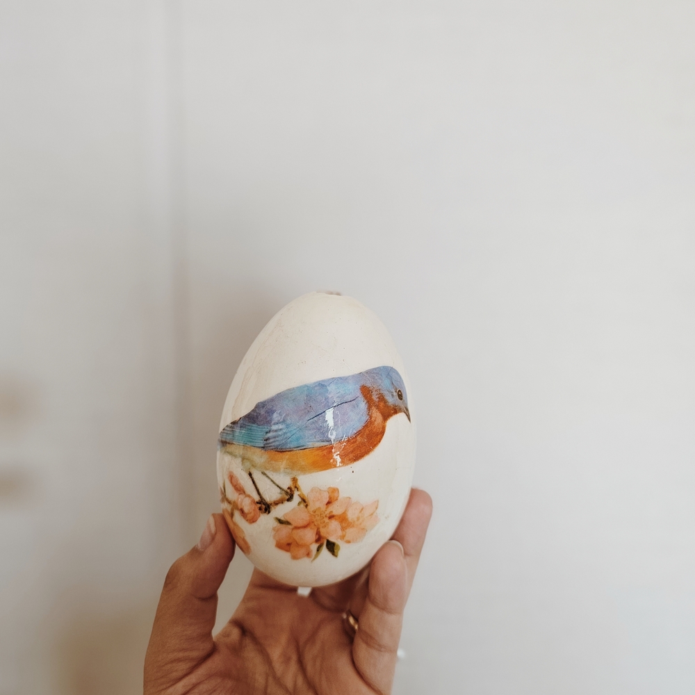 Vintage Handmade Floral Glass Easter Eggs - Picture 2 of 7